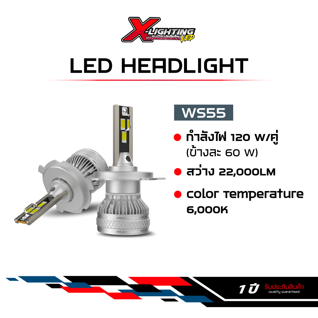 X-LIGHTING X6 PRO หลอดไฟรถยนต์ LED 120W 20000LM 6500K ของแท้รับประกัน 1 ปี H4 H11 HB3 HB4 H7 H1