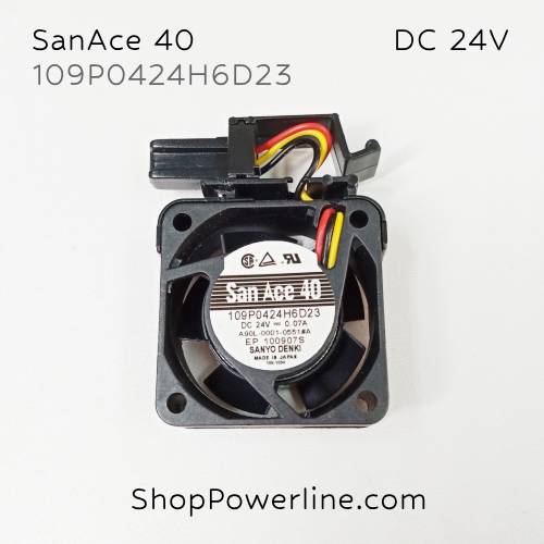 พัดลม Fan SanAce40 (109P0424H6D23, A90L-0001-0551#A) DC24V 40x40x20mm 0.07A (3wire Fanuc Plug, Bracket)