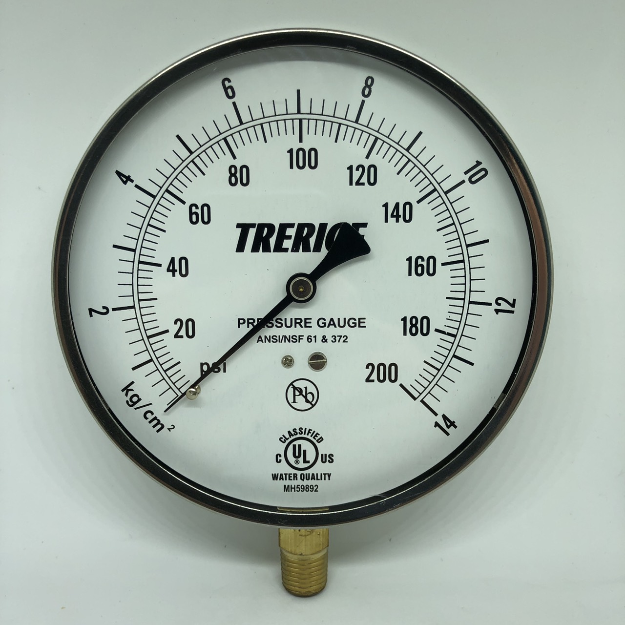 TRERICE G620B หน้าปัด 4.5 นิ้ว 0-200 PSI / 0-14 KG
