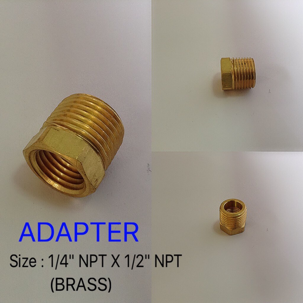 ADAPTER 1/4" NPT X 1/2" NPT ลดเหลี่ยมทองเหลือง