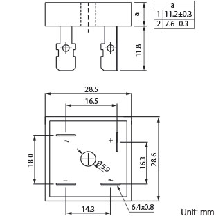 ขาย KBPC5010 ไดโอดบริดจ์ 50A1000V ไดโอดบริดจ์50A1000V ยี่ห้อ LGE L G E ราคา ตัวละ . . . . หน่วย บาท