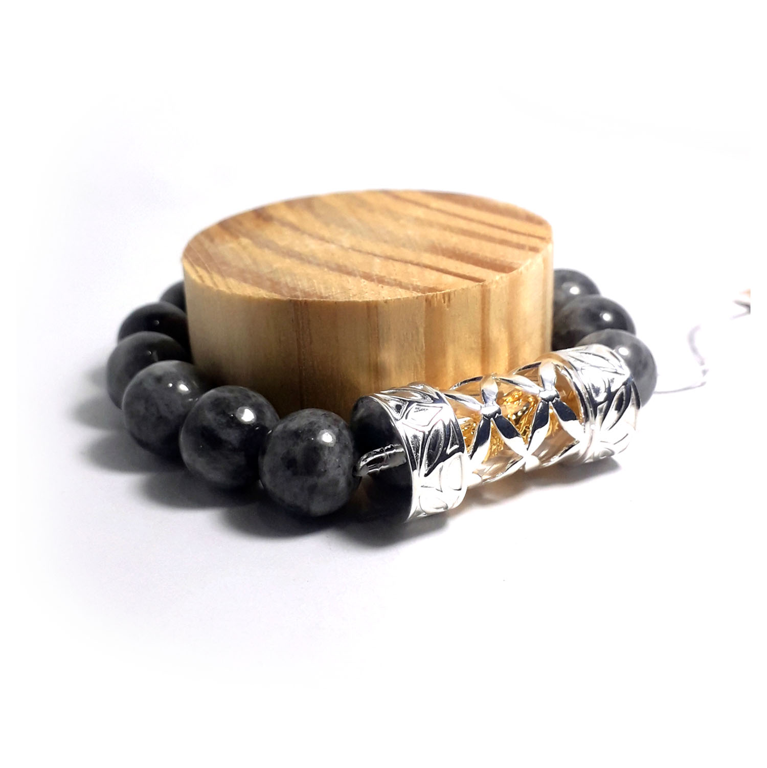 Bracelet Jade Natural 5.5 cm. SILVER 92.5% 1 BG-25