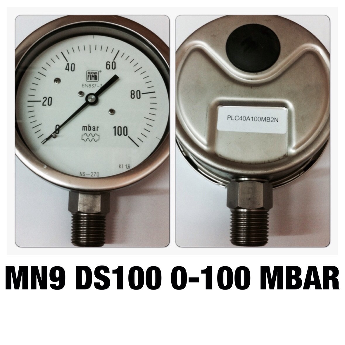 4 นิ้ว ออกล่าง 1/2" 0-100 MBAR "NUOVA FIMA"
