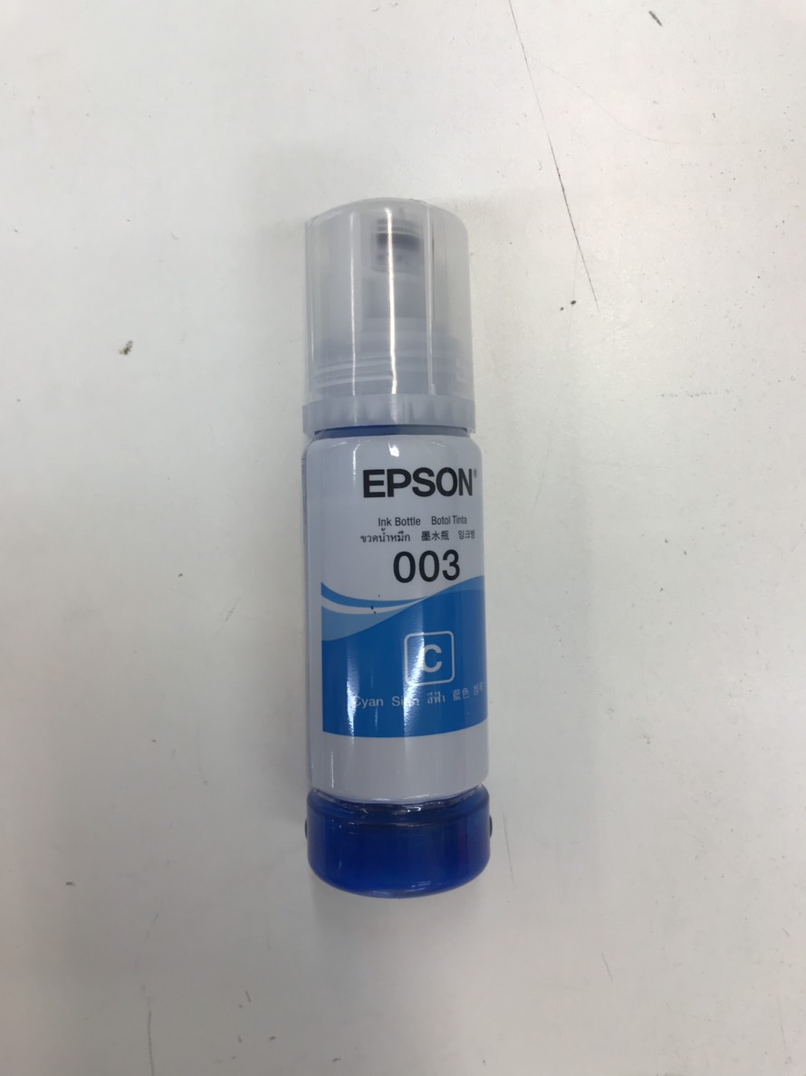 น้ำหมึกปริ้นเตอร์แท้ EPSON เบอร์ 003 C (สีน้ำเงิน) "ไม่มีกล่อง"