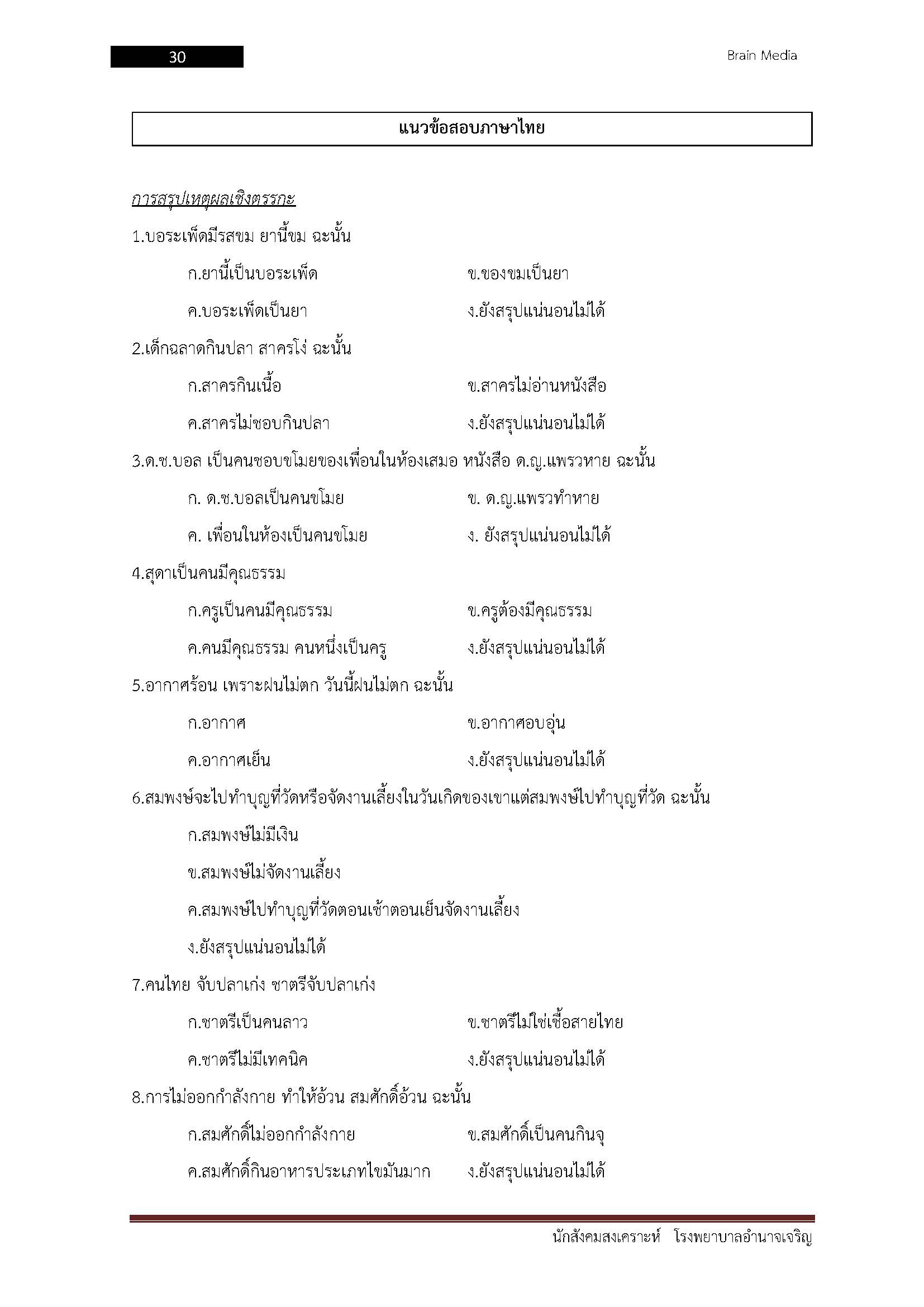 โหลดแนวข้อสอบ นักสังคมสงเคราะห์ โรงพยาบาลอำนาจเจริญ