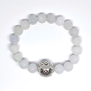 สร้อยข้อมือหยกเขียวขาวอ่อน @M 5.3 cm. White Color 1 SKU-BRA401