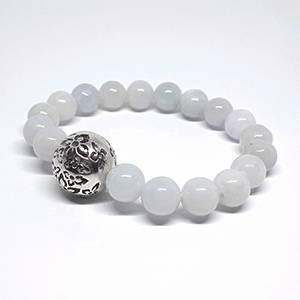 สร้อยข้อมือหยกเขียวขาวอ่อน @M 5.3 cm. White Color 1 SKU-BRA401