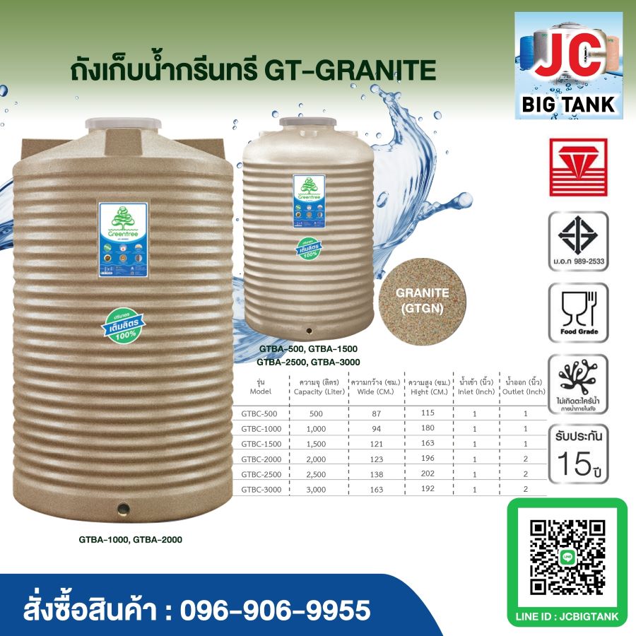 ถังเก็บน้ำ กรีนทรี Greentree รุ่น GTGN ของใหม่ ราคาถูกกว่าโรงงาน