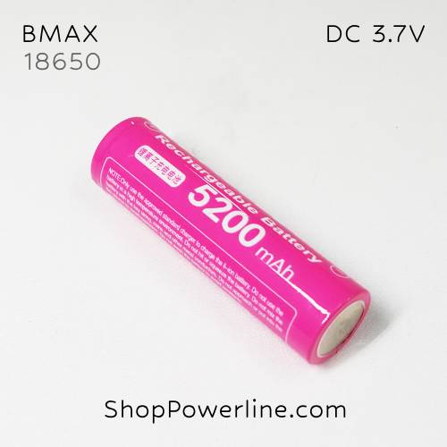 ถ่านชาร์จ Re-charge Battery BMAX (ICR18650) 3.7V 18650 5200mAh (หัวนูน)