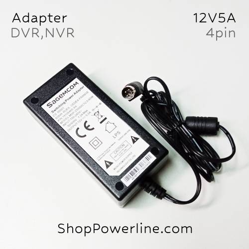 อะแดปเตอร์ Adapter DVR,NVR 12V 5A (4Pin)(Dual Pin Top+, Buttom-) Sagemcom