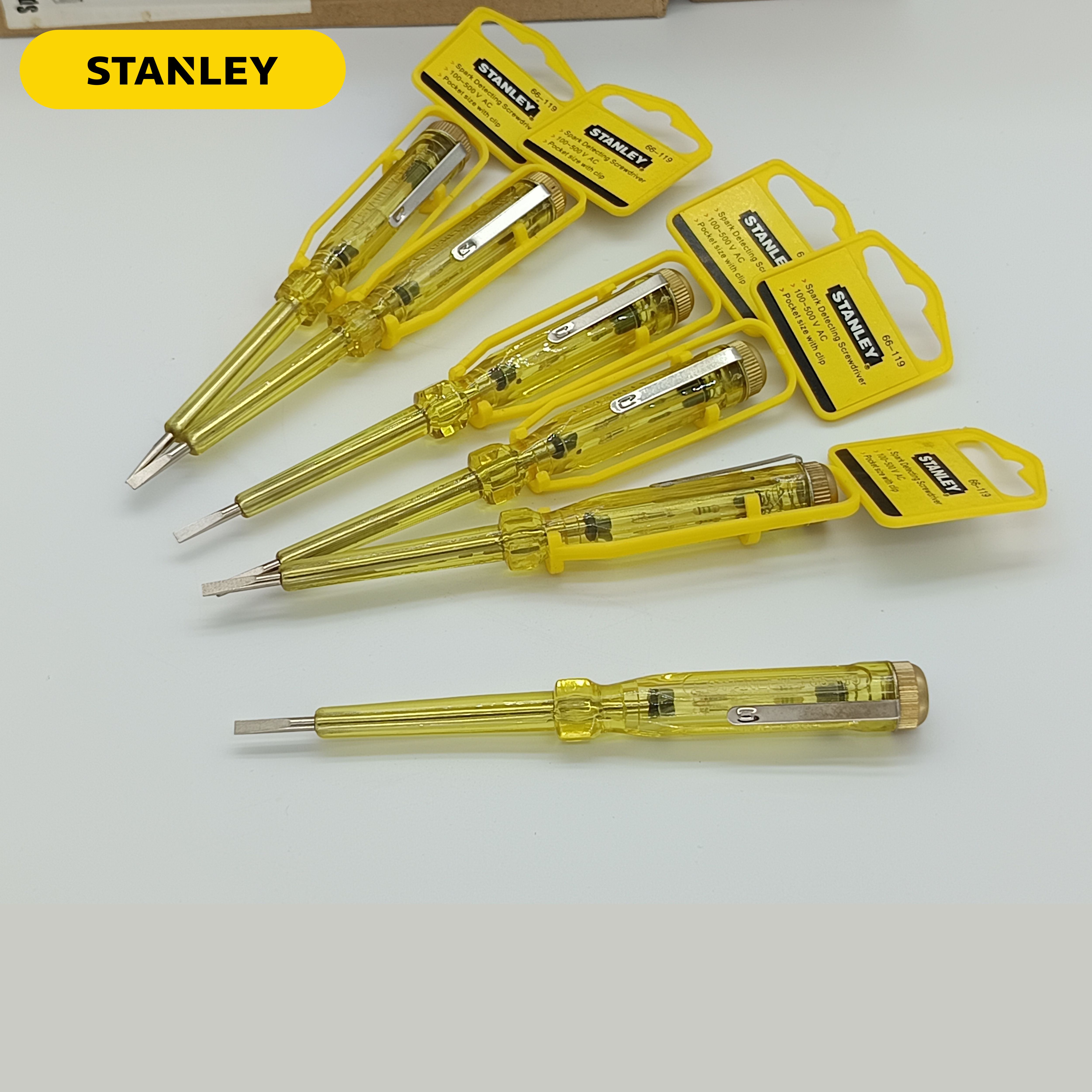 STANLEY 66-119 ไขควงลองไฟ ไขควงเช็คไฟ ขนาด 3x150มม. 100-500 โวลต์ ของแท้ 100%