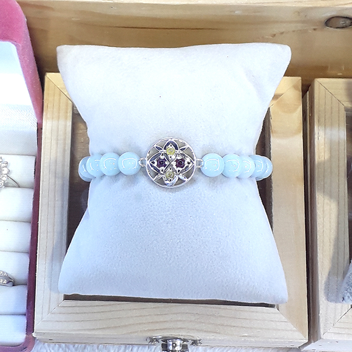 สร้อยข้อมมือ Jade Silver J402 @ 5 cm. White-Green 1 J402