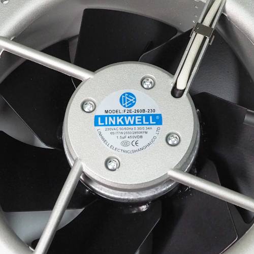 พัดลมใบพัดโลหะ Fan LINKWELL (F2E-260B-230) AC230V 225x225x80mm 0.30/0.34A (2wire) (Ball)