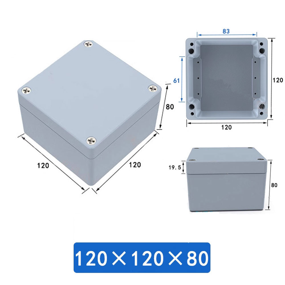 กล่องอลูมิเนียมกันน้ำ IP66 สีเทา ขนาด 120 X 120 X 80 มม.