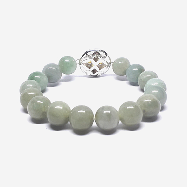 สร้อยข้อมมือ Jade Silver J402 @ 5 cm. White-Green 1 J402