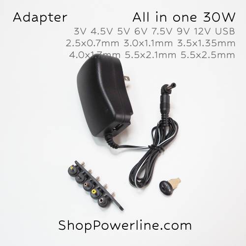อะแดปเตอร์ Adapter All In One 3V-12V 30W (6Tips, Usb)