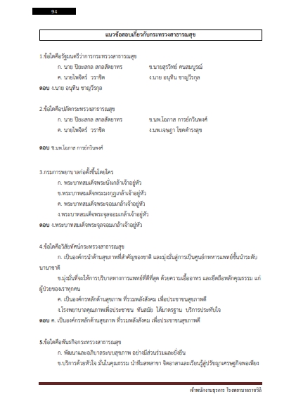 โหลดแนวข้อสอบ เจ้าพนักงานธุรการ โรงพยาบาลราชวิถี