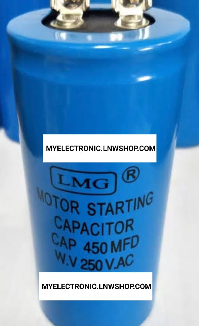 ขาย 450UF250V แคปสตาร์ท CAP-START ยี่ห้อ LMG ขั้วขันน็อต 450MFD250V คอนเดนเซอร์ คาปาซิเตอร์ CAPACITOR CONDENSER ของแท้ ราคา ตัวละ . . . .หน่วย บาท