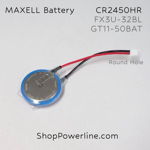 แบตเตอรี่ Battery Maxell/Japan (CR2450HR, GT11-50BAT, FX3U-32BL) 3V (Round Hole Plug)