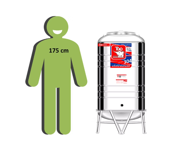 แท้งค์น้ำสแตนเลส ตราท็อปช้าง รุ่น TY 400 ขนาด 400 ลิตร (มอก.)