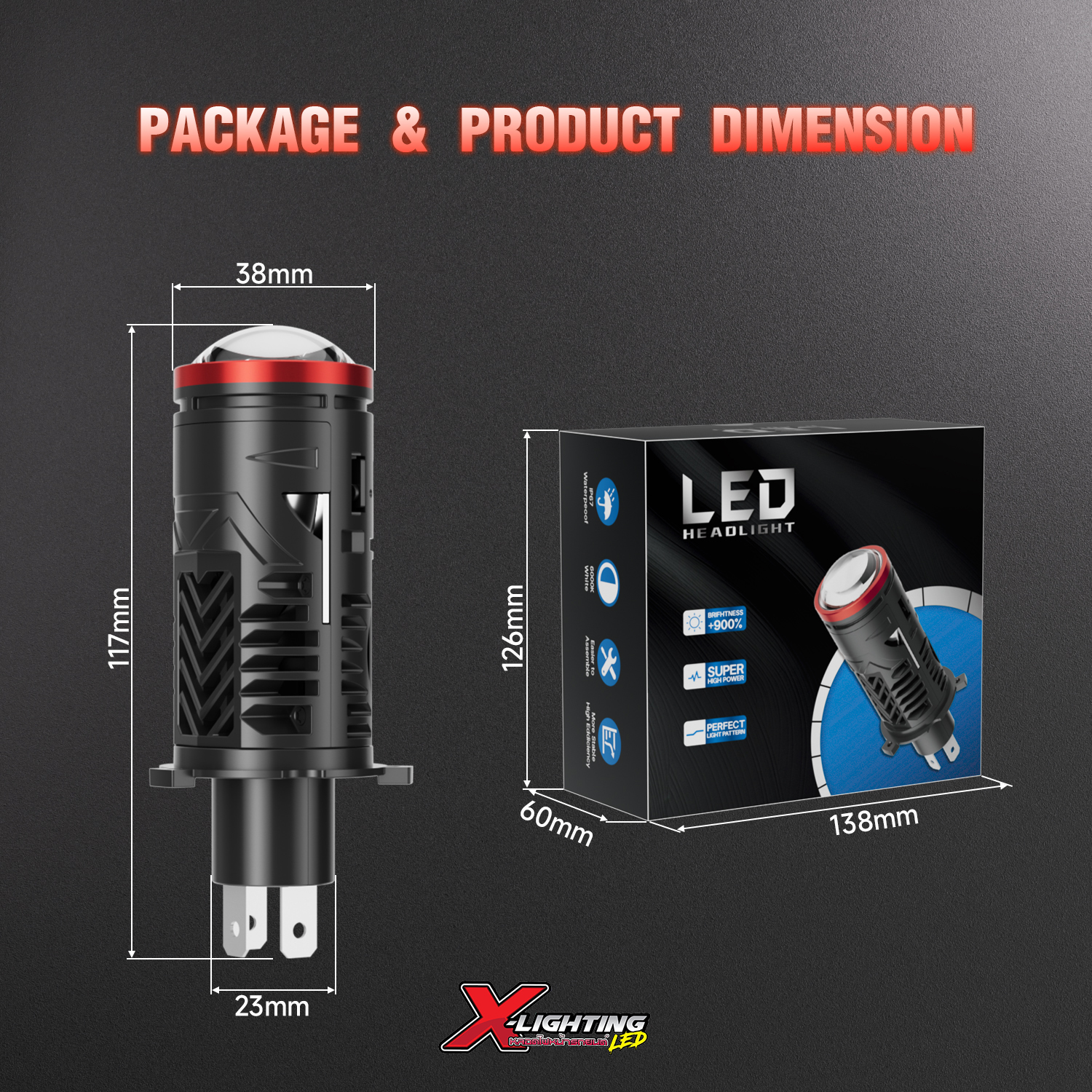 X-Lighting M2 PRO | Mini H4 Bi-LED Projector Lens 30000LM | ของแท้ รับประกัน 1 ปี | RHD ขับขวา