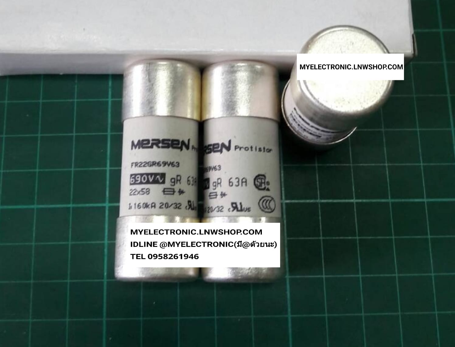 ขาย ฟิวส์63A690V ยี่ห้อ MERSEN FR22GR69V63 SEMICONDUCTOR FUSE ฟิวส์ 63A 690V ราคา ตัวละ . . . . . หน่วย บาท