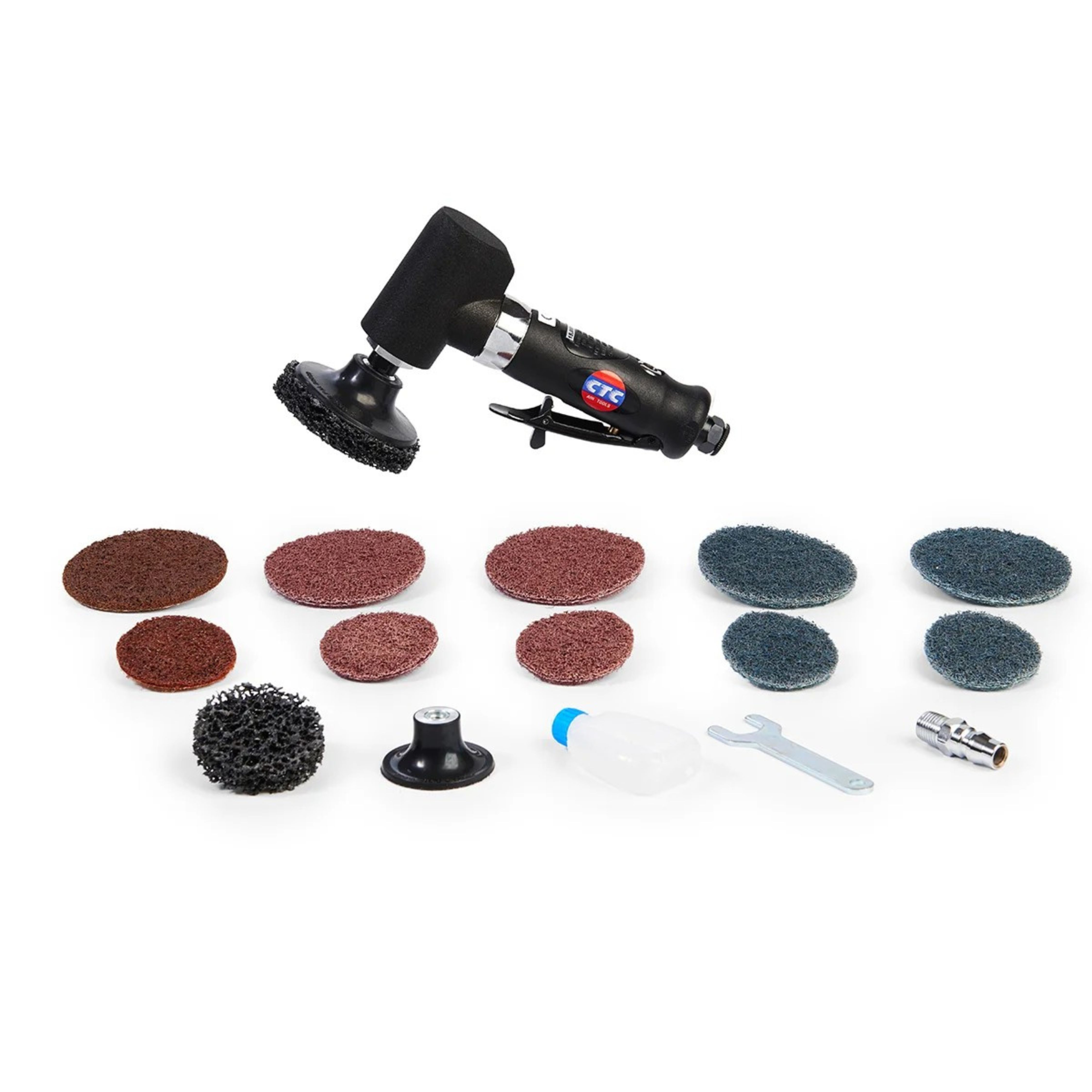 เครื่องเจียรลม ขนาด 3 นิ้ว พร้อมชุดแผ่นขัด 12 ชิ้น CTC AG-1217K