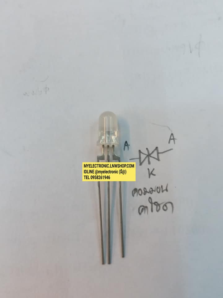 LED2สี3ขาคอมมอนคาโธดหัวขุ่นแสงสีแดง+สีเขียวLED COMMON CATHODE RED+GREEN