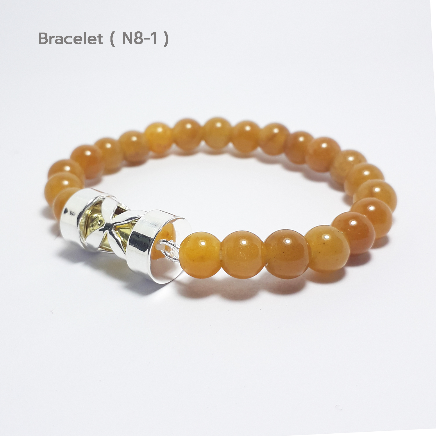 Bracelet Stone Natural 8-10 mm. ( N81 ) 4.5 cm. SILVER 92.5% 1 N81