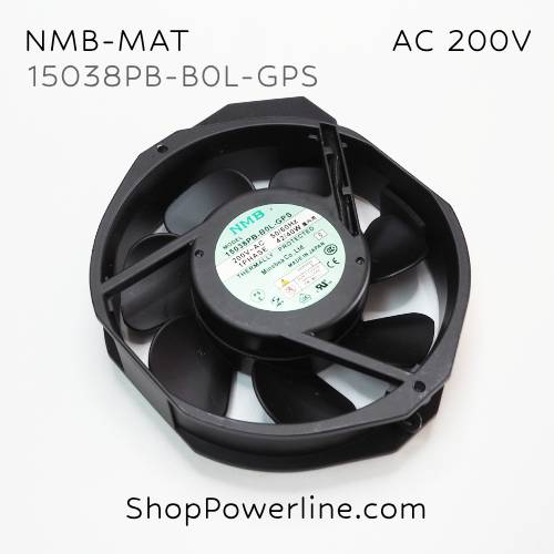 พัดลมใบพัดโลหะ Fan NMB-MAT (15038PB-B0L-GPS) AC200V 172x150x38mm 40/42W (2pin)