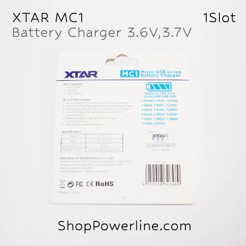 เครื่องชาร์จแบตเตอรี่ Charger 3.6V,3.7V XTAR (MC1) (1slot)