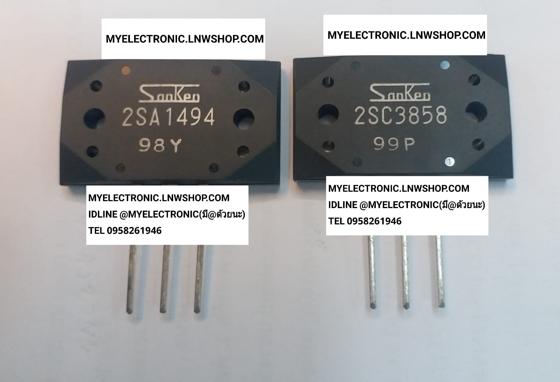 ขาย 2SA1494 + 2SC3858 ยี่ห้อ SANKEN ตัวถัง MT-100 A1494 C3858 ขายเป็นคู่ ราคาคู่ละ บาท