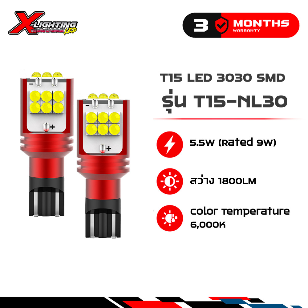 T15 LED ไฟถอย 1800LM X-LIGHTING รุ่น NL30 ชิป 3030MAX 15SMD สว่างกว่าเดิม 350%