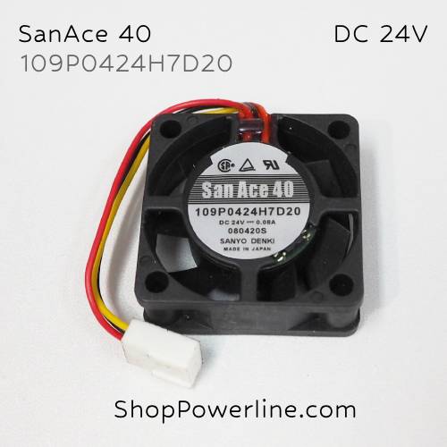 พัดลม Fan SanAce40 (109P0424H7D20) DC24V 40x40x15mm 0.08A (3wire White B2 Plug)