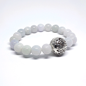 สร้อยข้อมือหยกเขียวขาวอ่อน @M 5.3 cm. White Color 1 SKU-BRA401