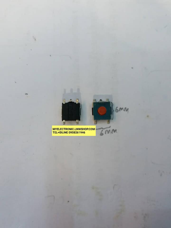 TACT SWICTHเหลี่ยม4ขาแปะปริ้น6×6MM.ปุ่มกดแดง