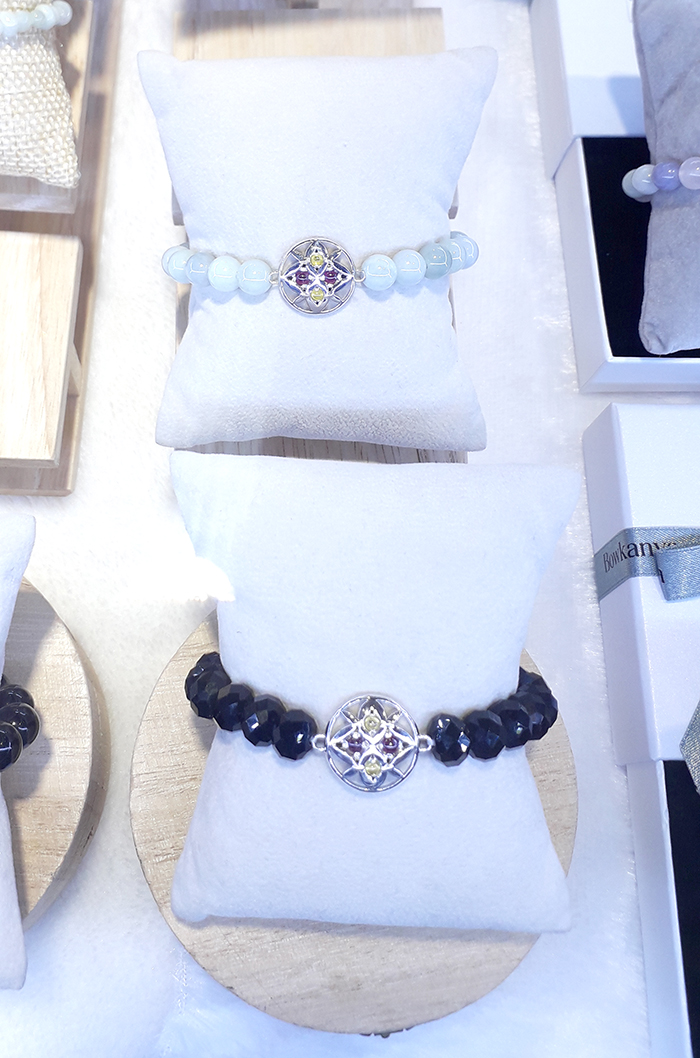 สร้อยข้อมมือ Jade Silver J402 @ 5 cm. White-Green 1 J402