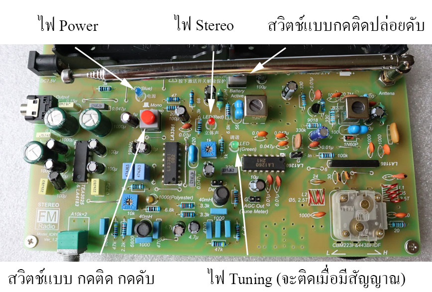 ชุดคิทเครื่องรับวิทยุ FM แบบใช้ไอซีรุ่น ICR1260F (ยังไม่ได้ประกอบ)