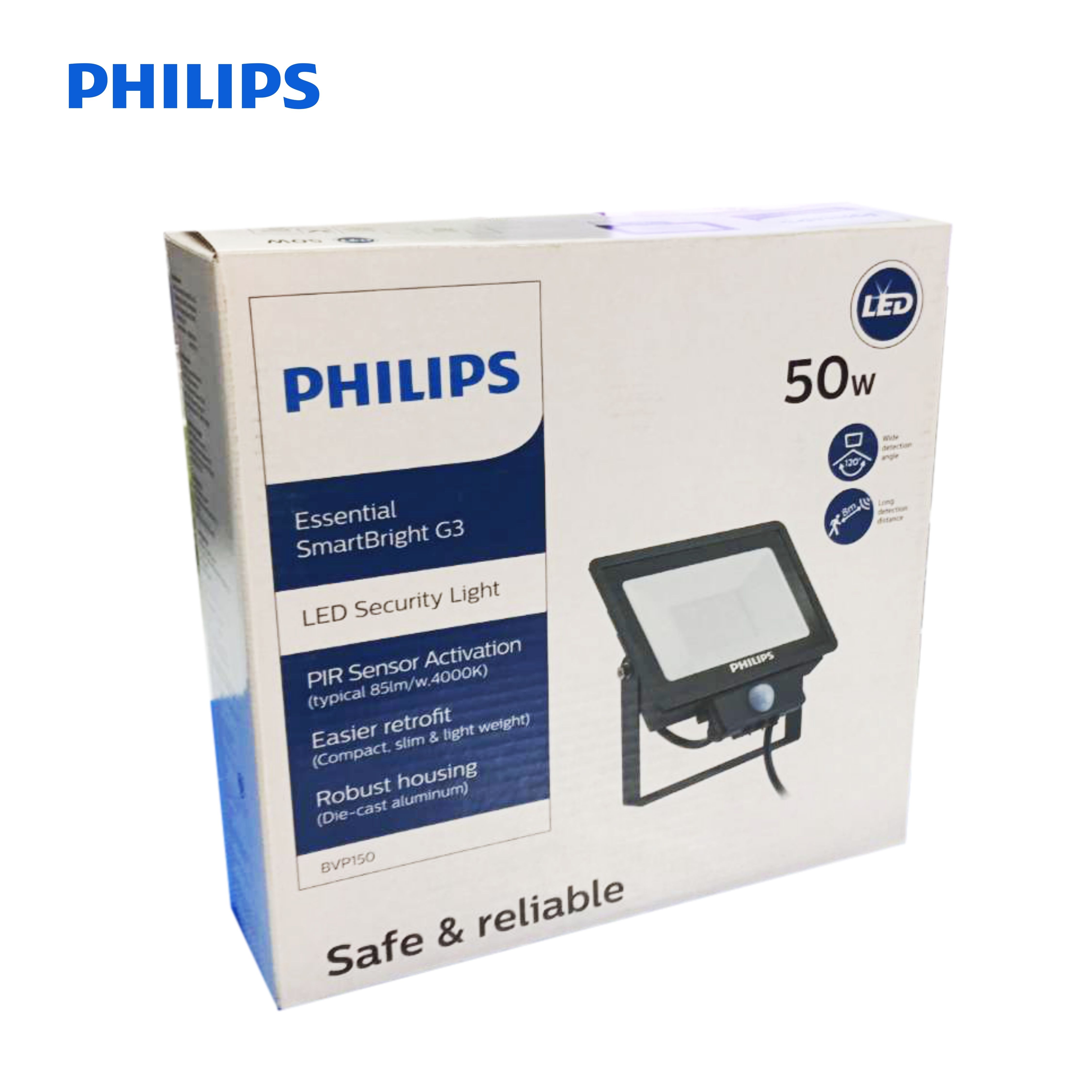 Philips LED Floodlight โคมฟลัดไลท์ มีเซนเซอร์ BVP150 LED42/CW 220-240V 50W SWB MDU CE Cool White (แสงขาว)