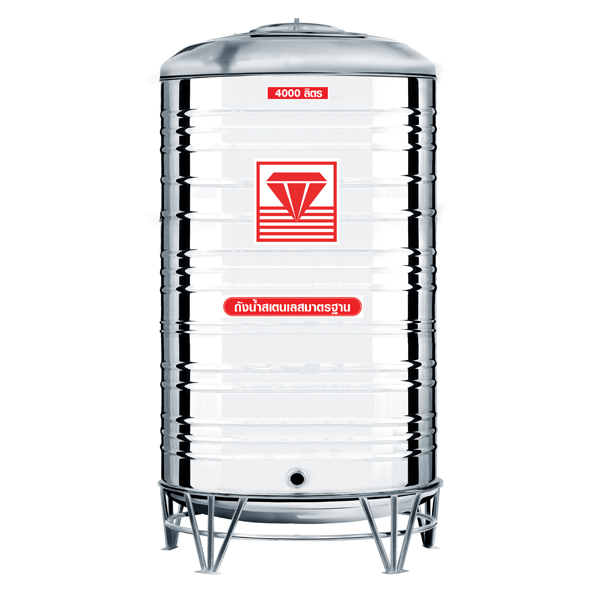 แท้งค์น้ำสแตนเลสตราเพชร รุ่น DMCB 4000 ขนาด 4000 ลิตร พร้อมขาตั้ง แถมลูกลอย