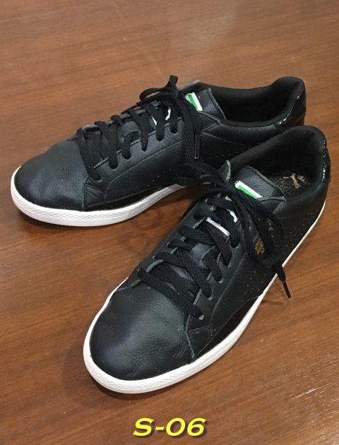 6. รองเท้าผ้าใบผู้หญิง - Puma Match Lo B&W หนังสีดำ พื้นขาว เบอร์ 7UK 40.5EUR 9.5USWn 26cm.