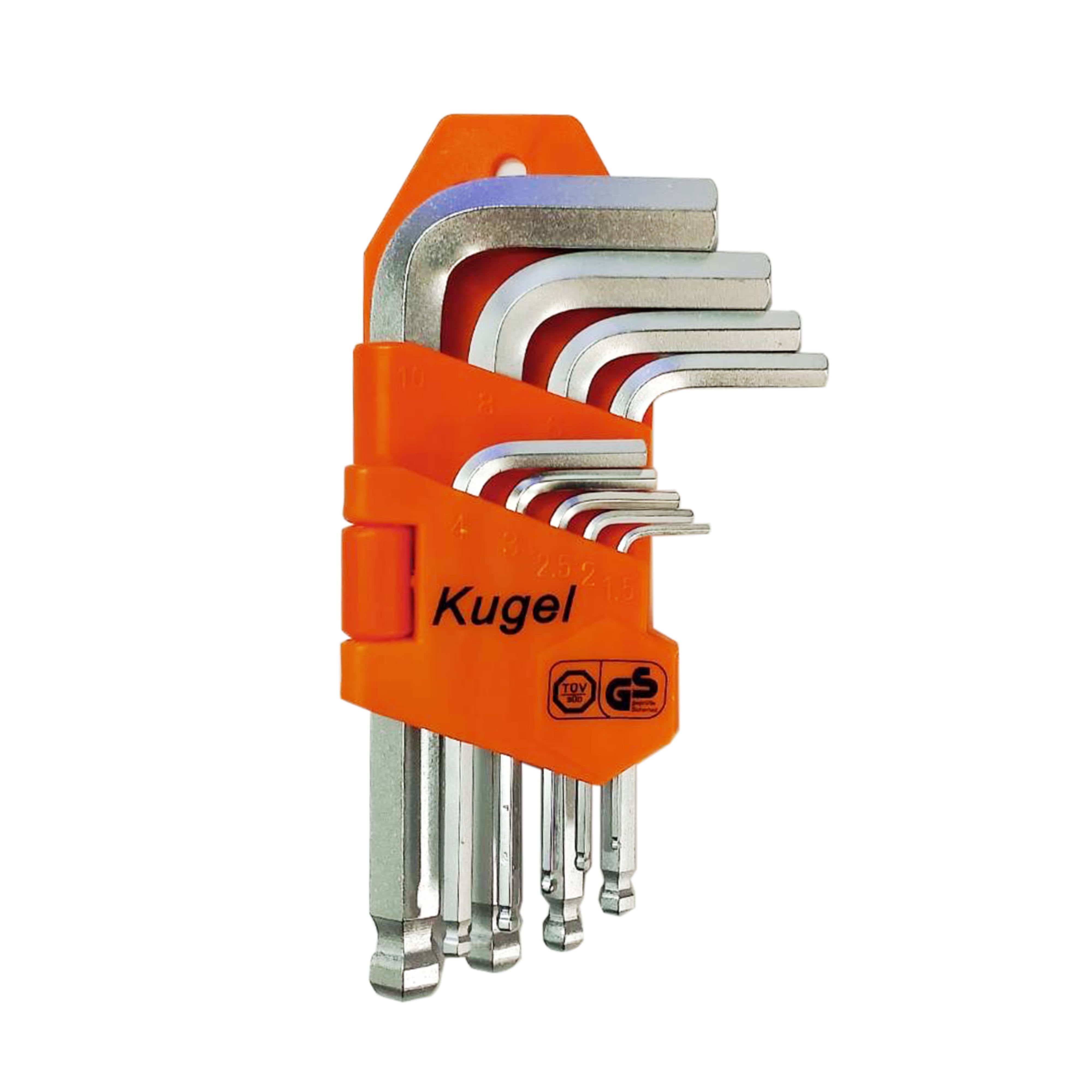 ชุดหกเหลี่ยมตัวสั้น มิล ประแจหกเหลี่ยมหัวบอล 9 ตัวชุด ขนาด 1.5-10mm KUGEL