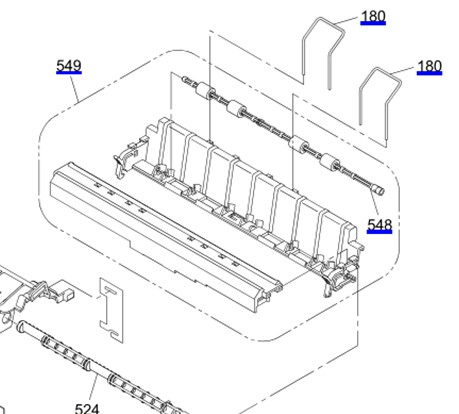 "ส่วนเสริมถาดป้อนกระดาษแผ่นเดียว" GUIDE STACKER EPSON LQ-310 "ตำแหน่งที่ 180"