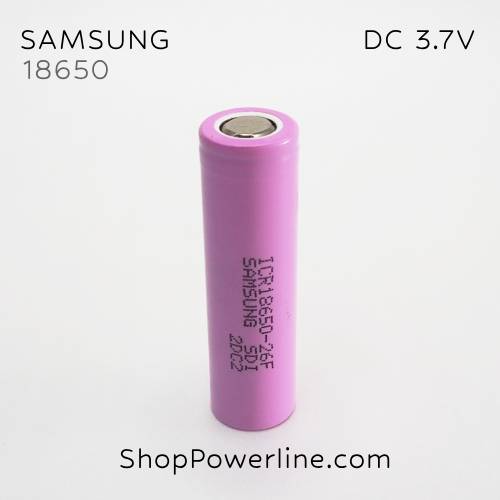 ถ่านชาร์จ Re-charge Battery SAMSUNG (ICR18650-26F) 3.7V 18650 2600mAh (หัวเรียบ)