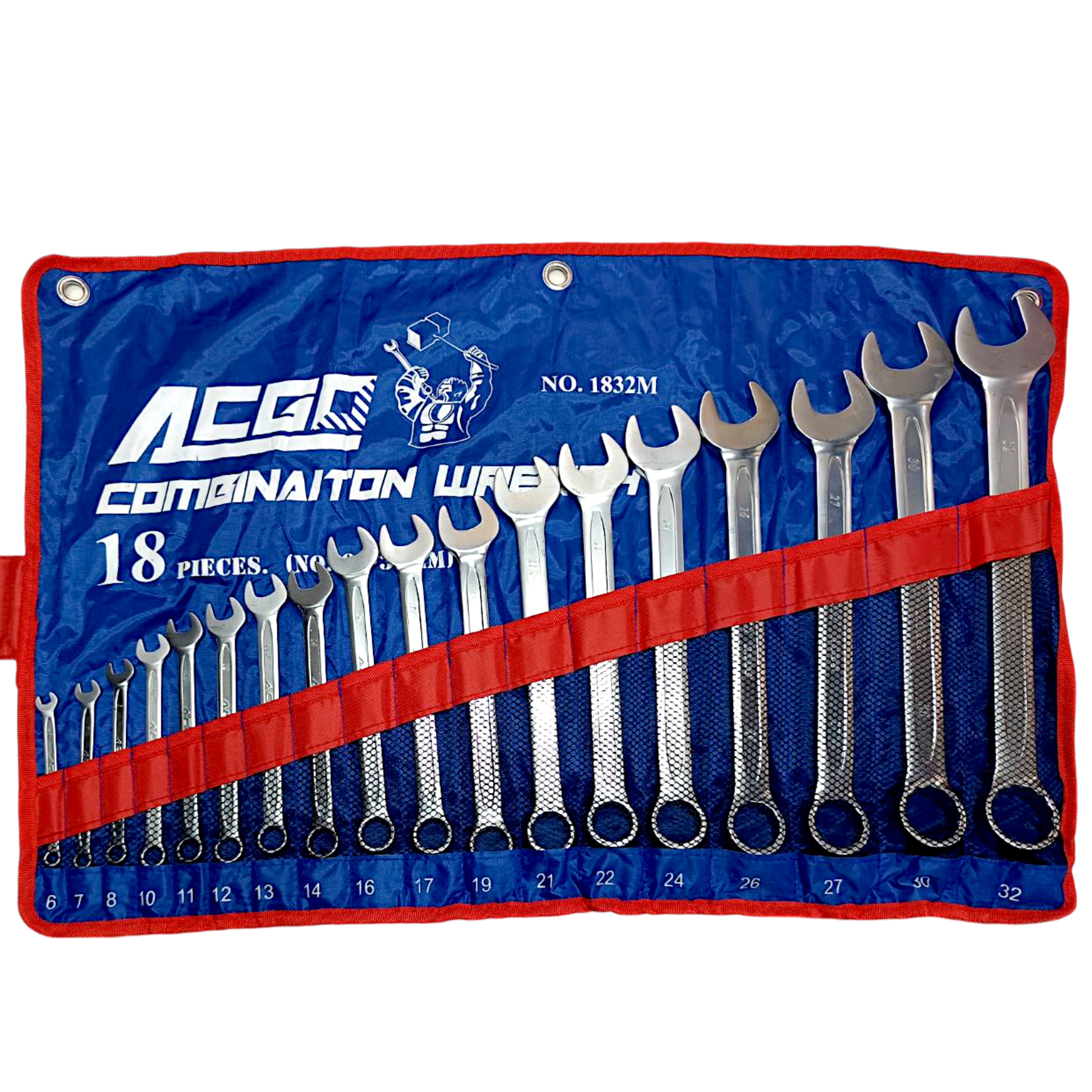 ACGO ประแจแหวนข้างปากตายแบบชุด 18 ตัว ขนาด 6-32 mm No.1832M