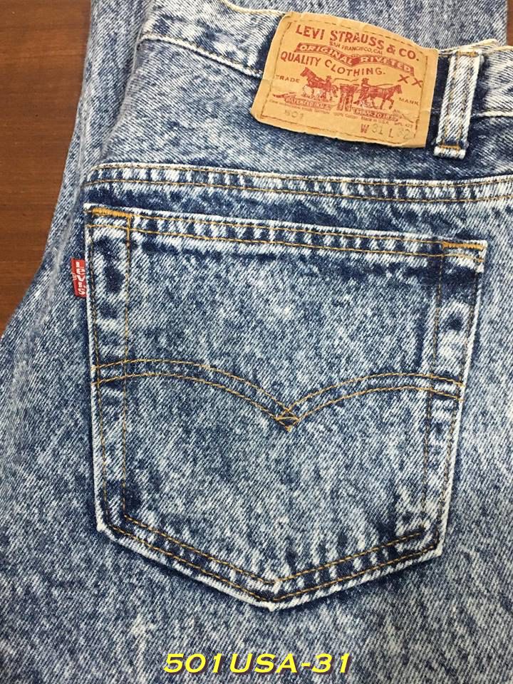 31. Levi’s 501 สีน้ำเงิน ฟอกลาย ก้านดำ USA ปี 1989 เอว 31 ยาว 32