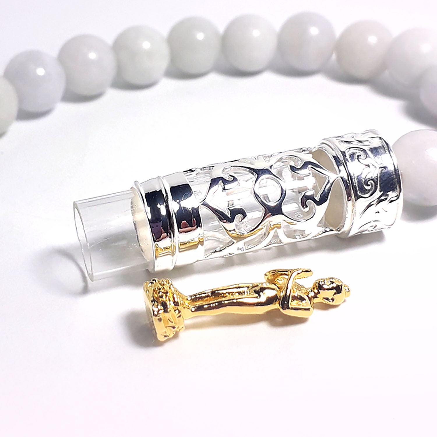 Bracelet Jade Natural 5 cm. SILVER 92.5% 1 BG-29