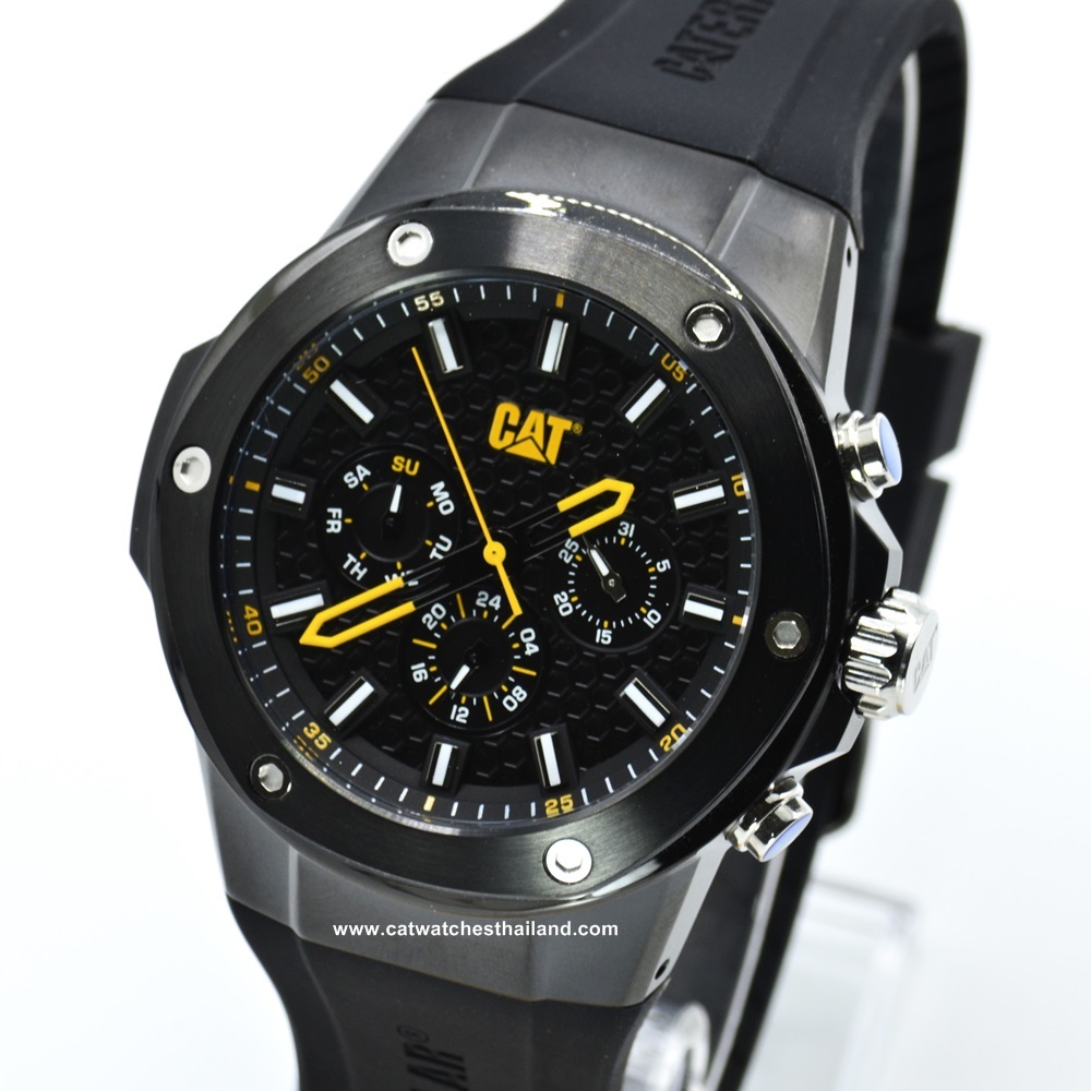 นาฬิกา CATERPILLAR นาฬิกา CAT รุ่น NAVIGO X multi รหัสรุ่น AA.169.21.121 นาฬิกาโครโนกราฟ ระบบระบบควอตซ์ ตัวเรือนสแตนเลส รมดำ สายยางซิลิโคนสีดำ