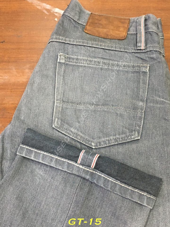 15. Gustin - สีเทา ผ้าดิบญี่ปุ่น ริมแดง เอว 30 ยาว 34 Made in USA
