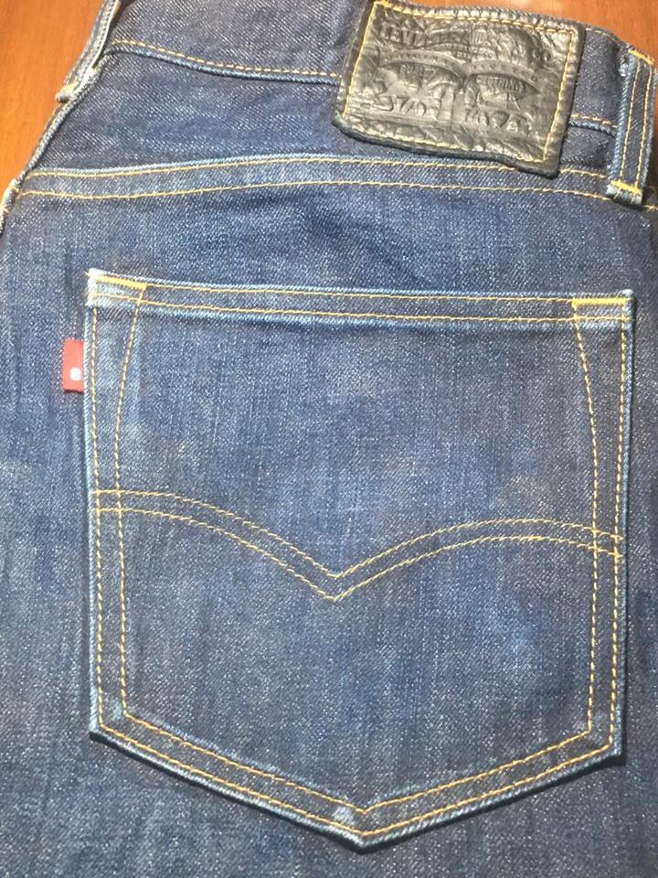 Levi's Made to Order ขากระบอก ริมน้ำเงิน ซิงเกิ้ล ป้าย R Made in San Francisco USA เอว 35 ยาว 33.5